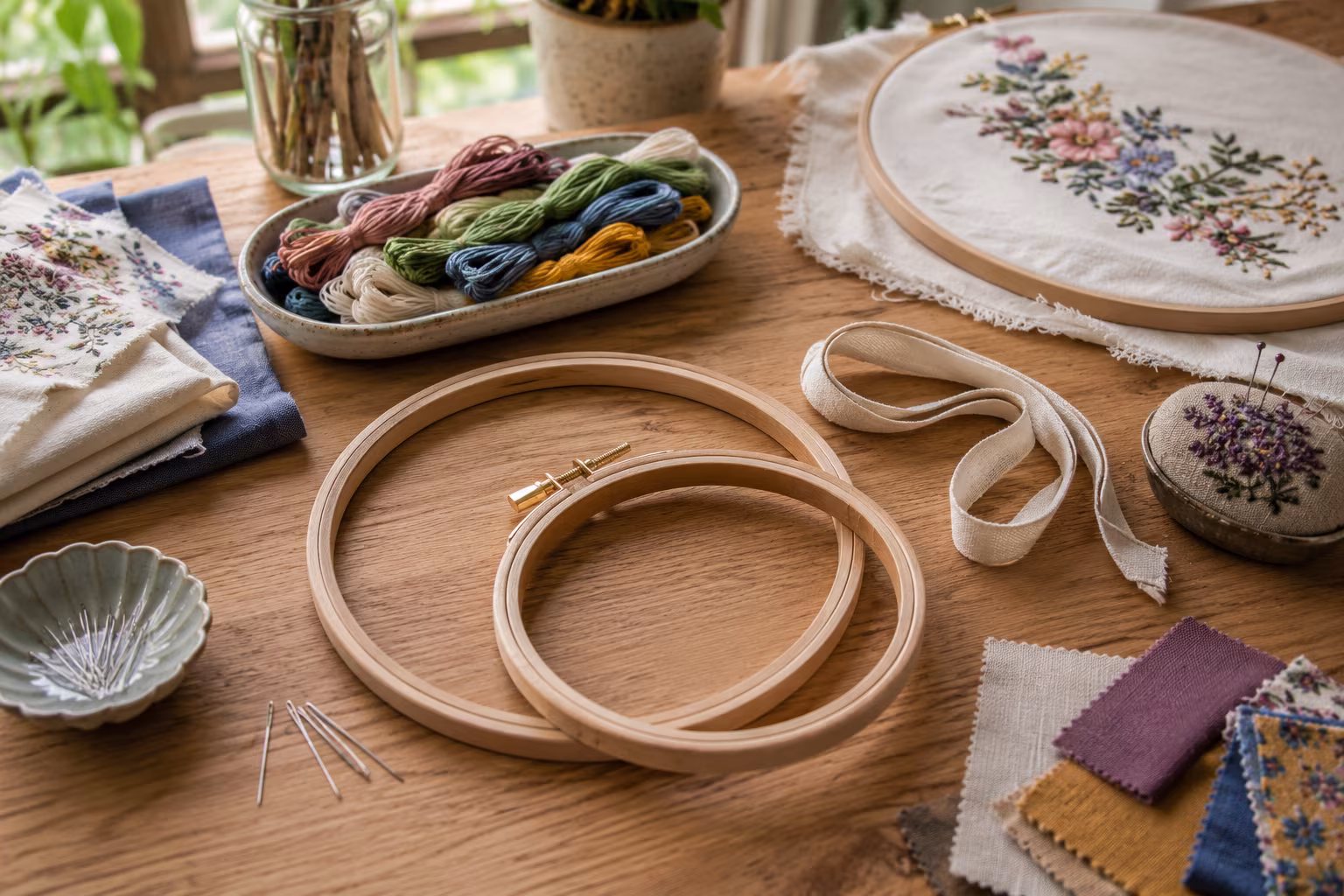 Beginner Hand Embroidery Hoops: Sizing for Long Projects - A starter kit that works for most beginners section detail