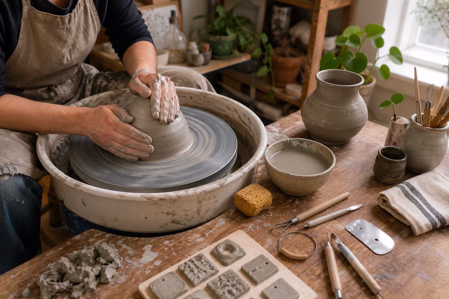 Beginner Pottery Wheel Speed for Centering - Pottery Wheel Centering Fundamentals section detail