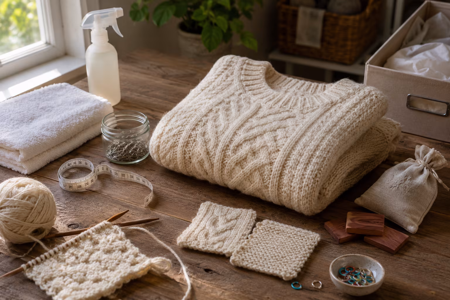 How to Block a Knitted Wool Sweater Without Felting - Maintenance after blocking section detail
