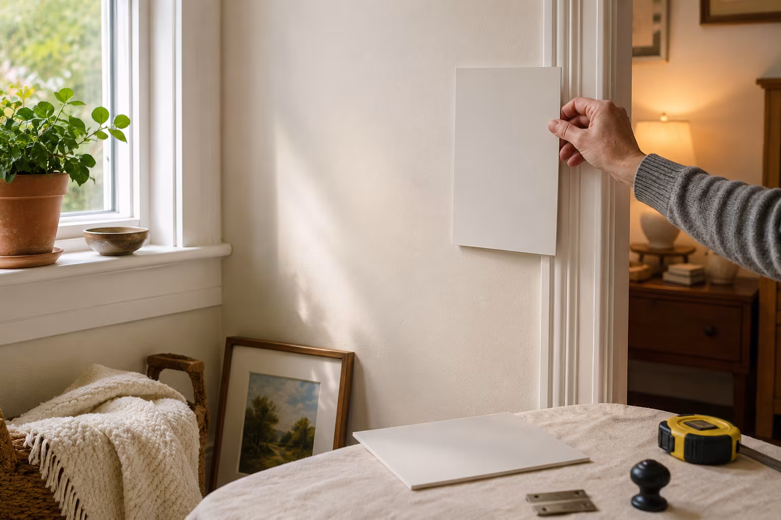 Color-Match Trim Paint to Existing Off-White Walls - Step three: test in your actual room light section detail