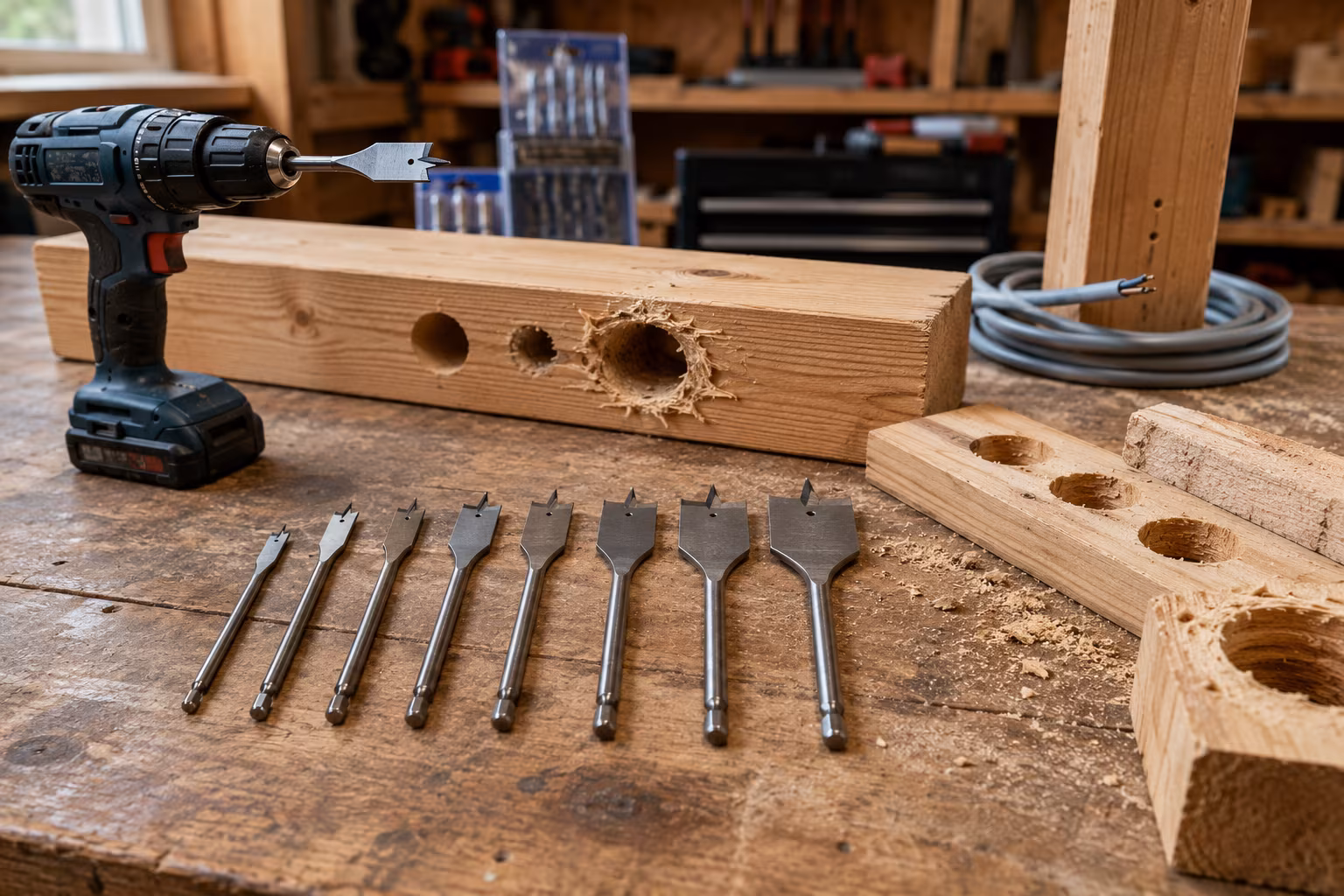 Drill Bit Sets: Twist, Brad-Point, and Forstner Real-Use Map - Spade bits — fast rough holes section detail