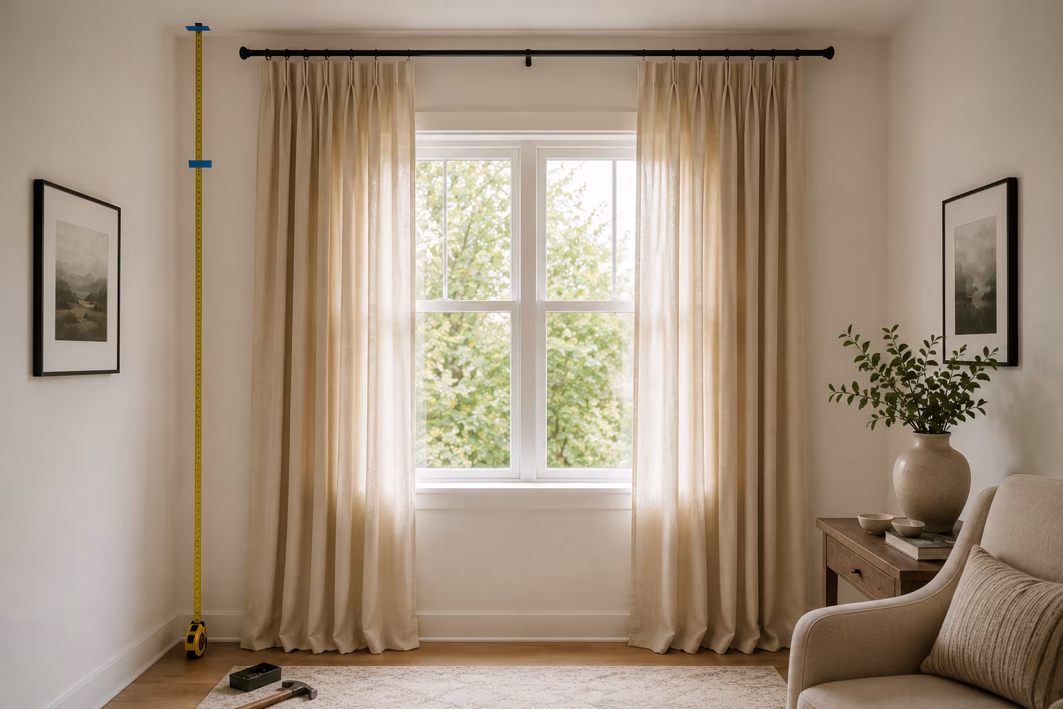 How Far to Extend Curtain Rods Past the Window Frame - Mounting height: not just the rod width section detail