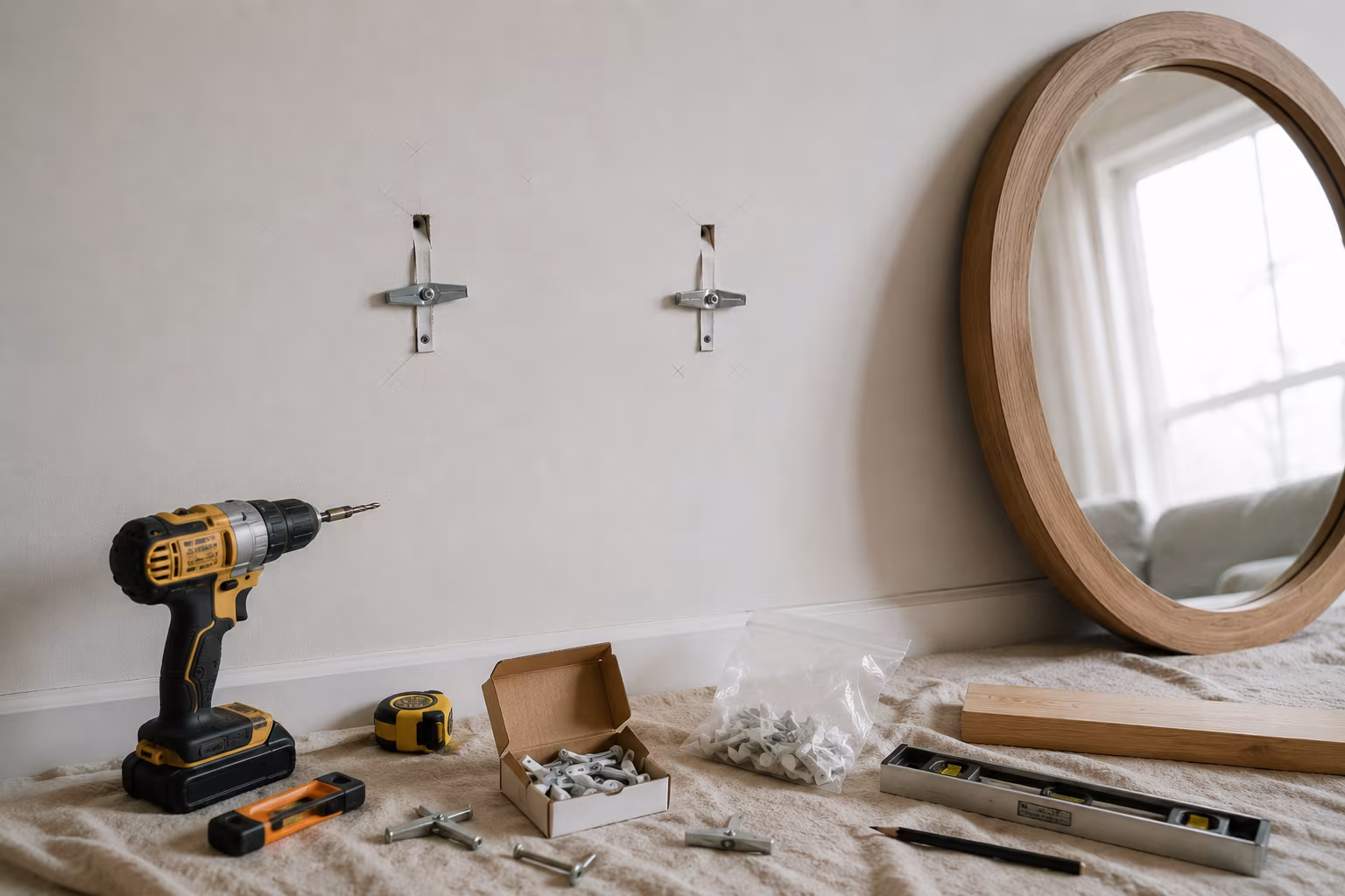 How to Hang a Heavy Mirror on Drywall Without Studs - Snap-toggles and strap-toggles: easier install, same hold section detail