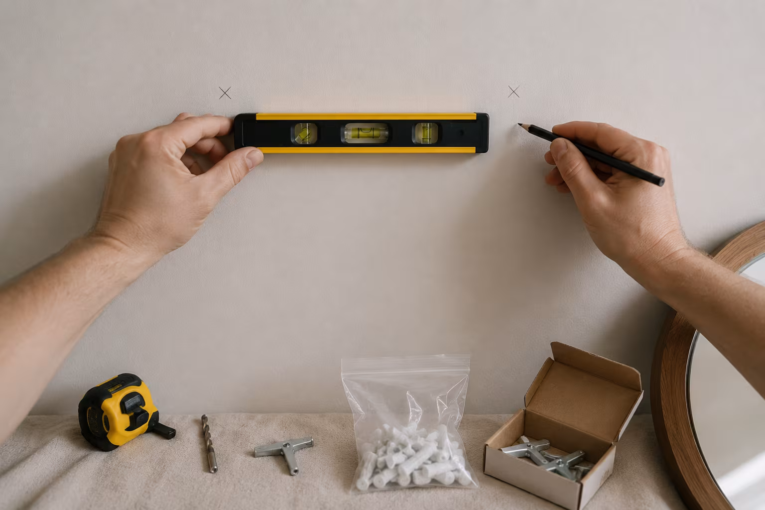 How to Hang a Heavy Mirror on Drywall Without Studs - The install routine that does not fail section detail