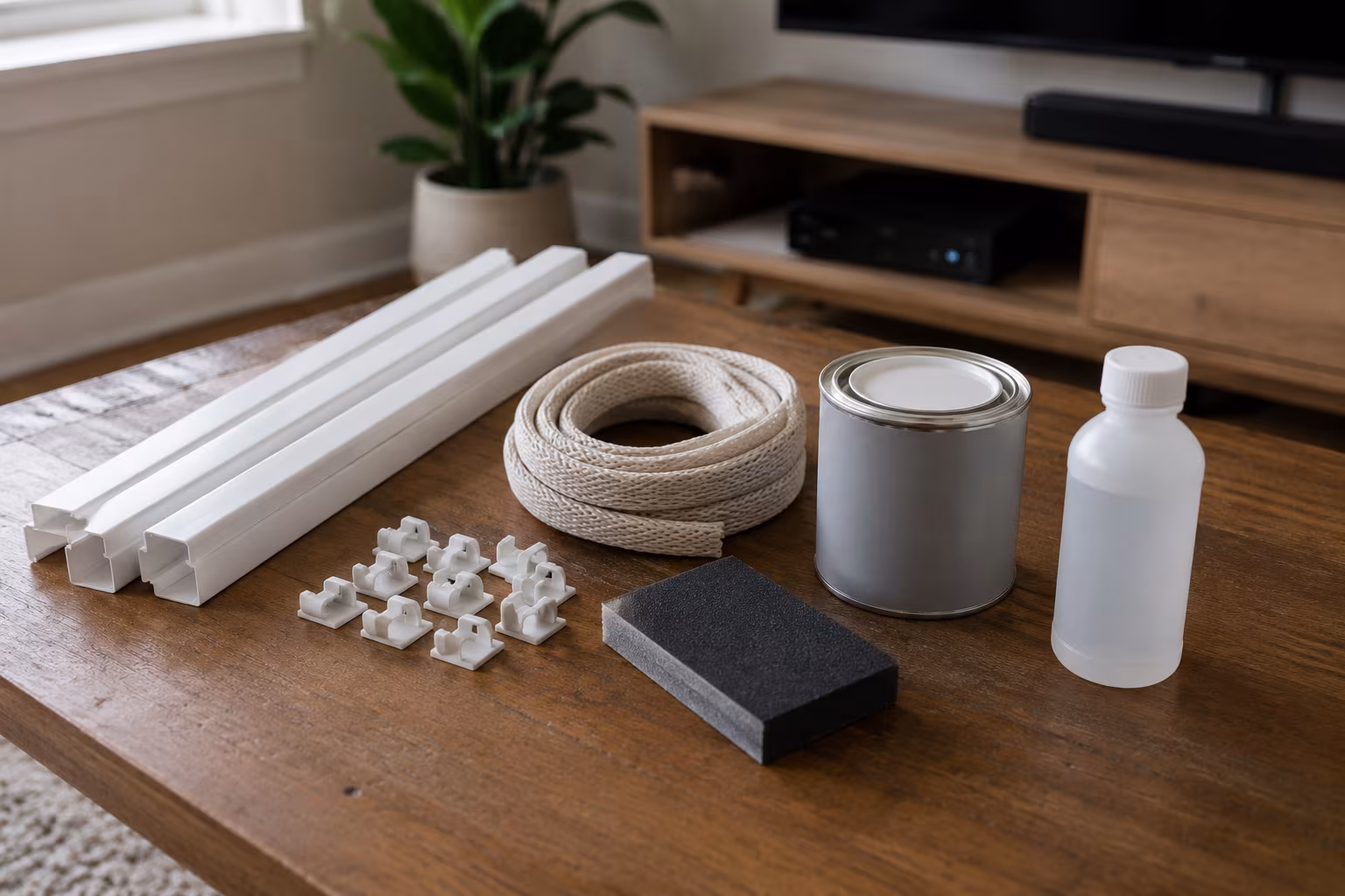 Hide TV Cable Clutter Renter-Safe Without Drilling - Materials worth owning for a cable project section detail