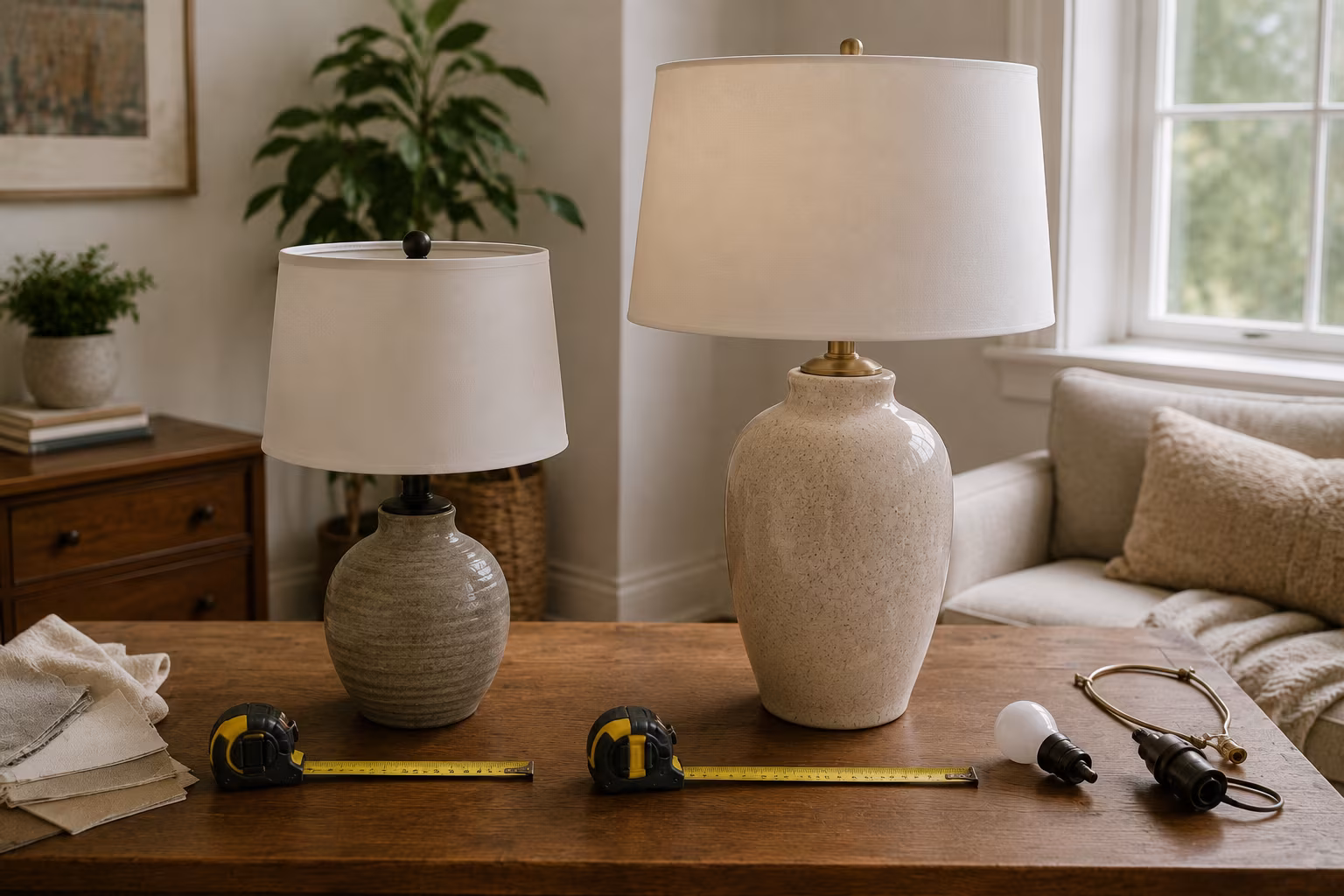 Lampshade Sizing: Harp, Bulb, and Drum Math Explained - Drum diameter and base proportion section detail