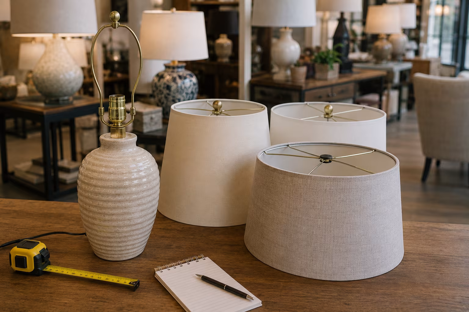 Lampshade Sizing: Harp, Bulb, and Drum Math Explained - When in doubt: bring the lamp to the store section detail