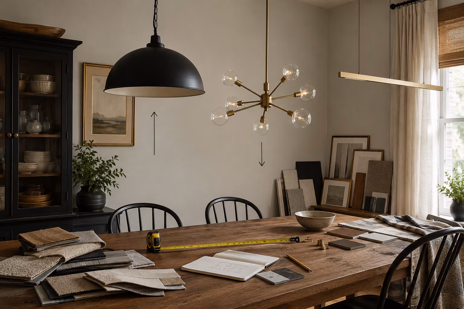 Light Fixture Height Over Dining Table: The Rule - Fixture Style and Visual Weight Effects section detail