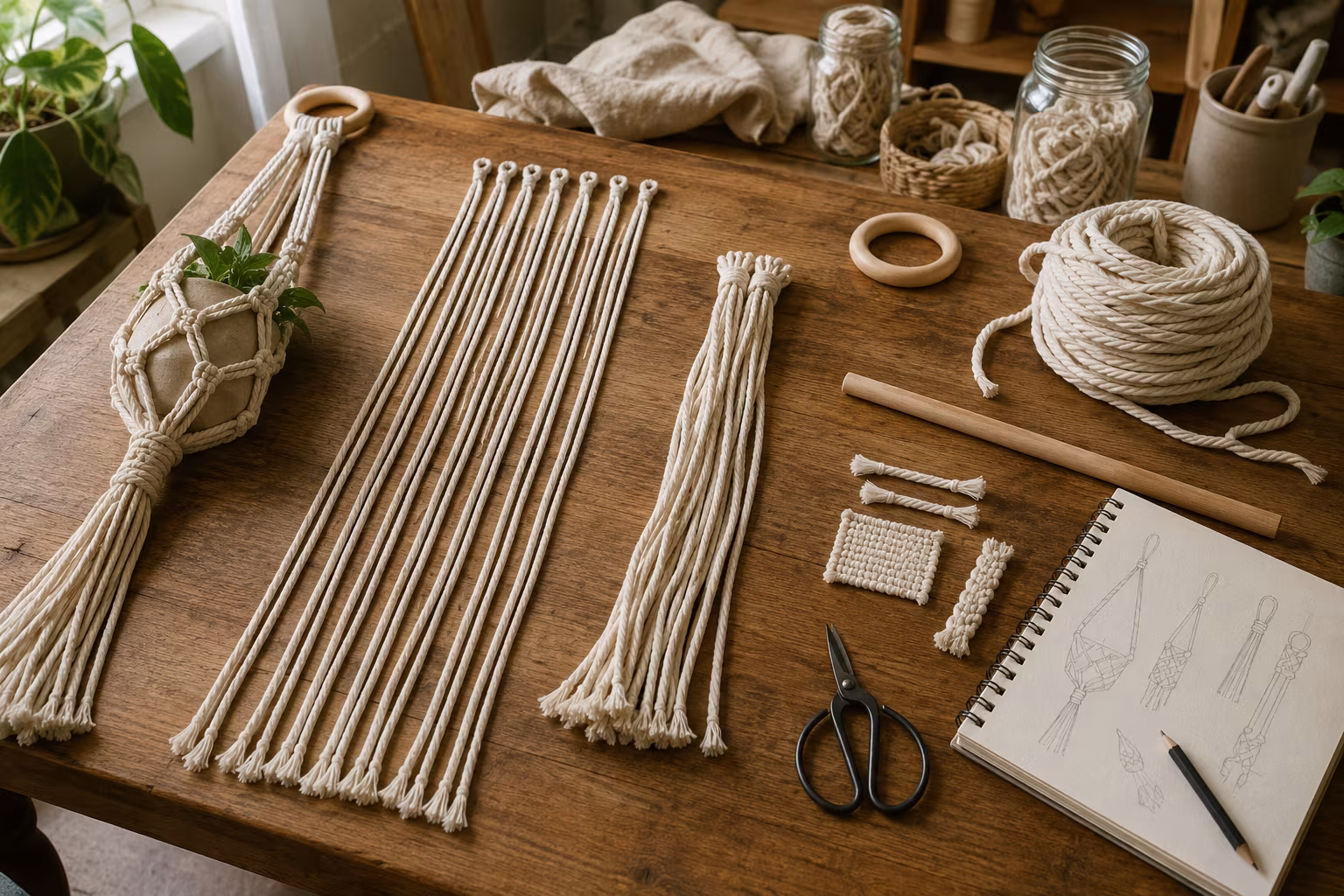 Macrame Cord Choice for Beginners: Single-Twist vs 3-Ply - Calculating how much cord you need section detail