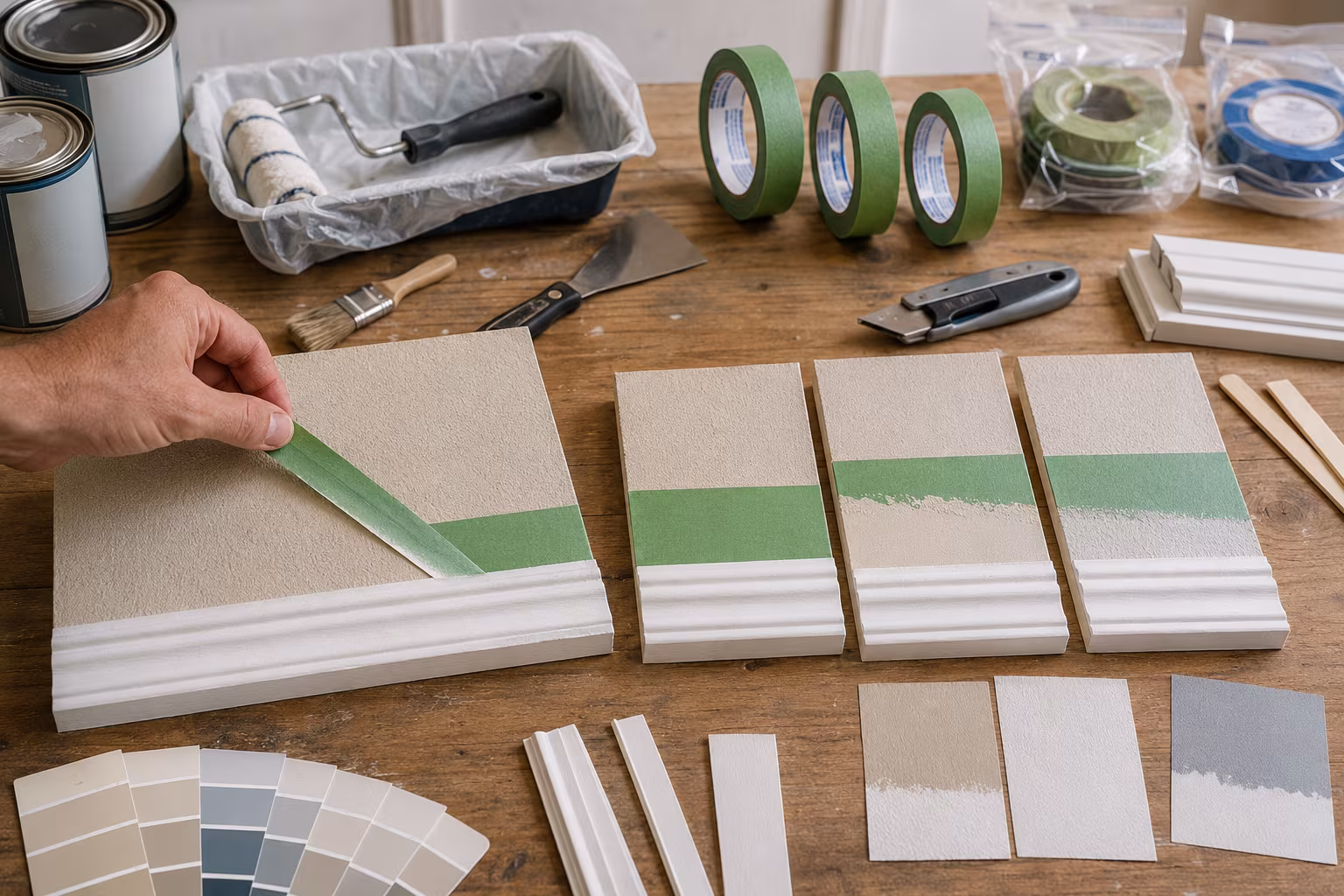 Painter's Tape for Crisp Lines on Textured Wall Surfaces - The angle and timing of tape removal section detail