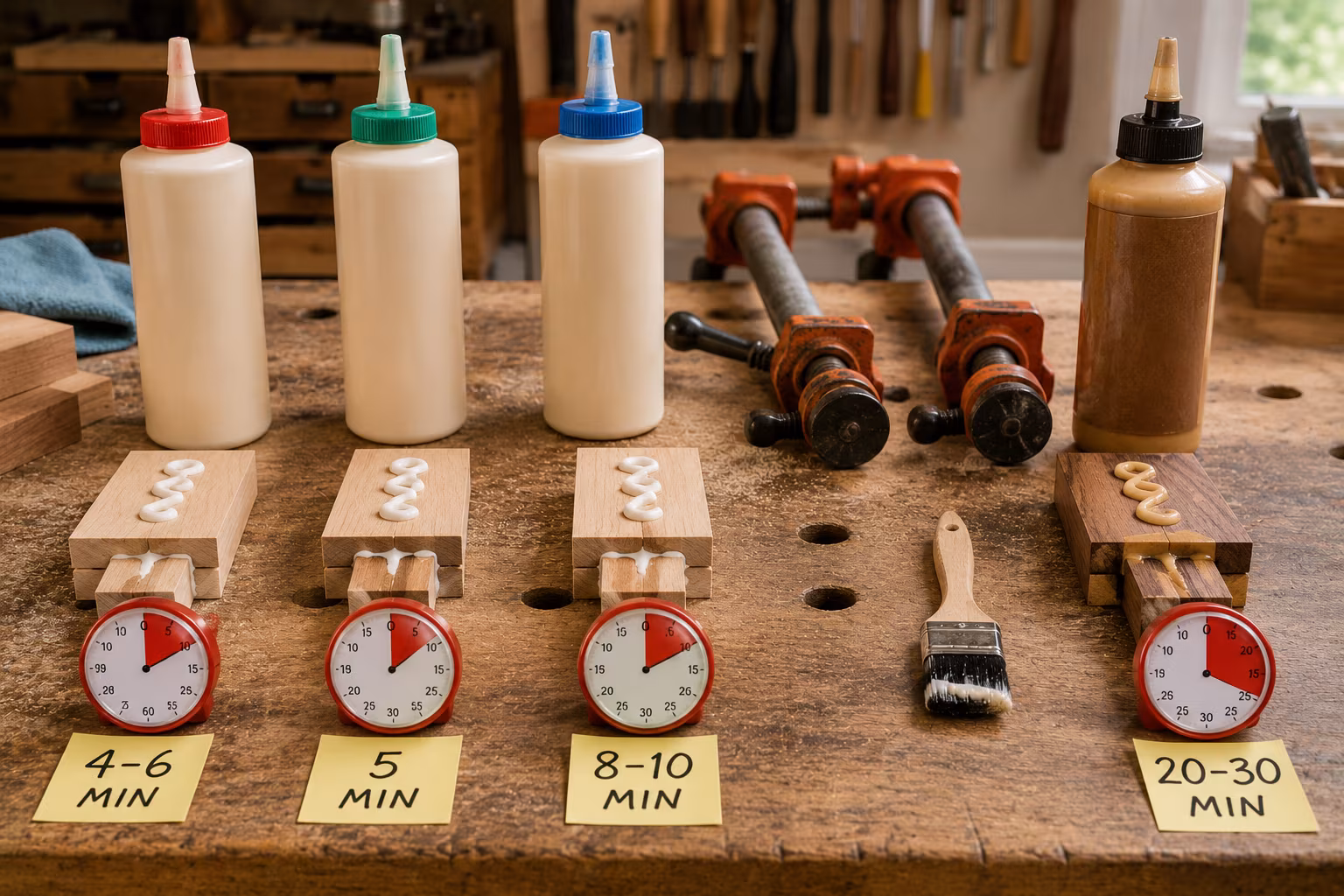 PVA vs Polyurethane Wood Glue for Indoor Furniture - Open time and clamping section detail
