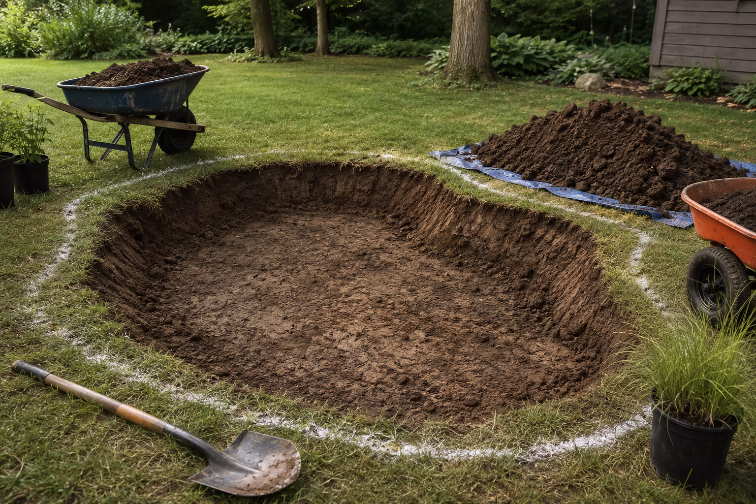 Building a Rain Garden That Actually Drains in Clay Soil - The dig and amendment section detail