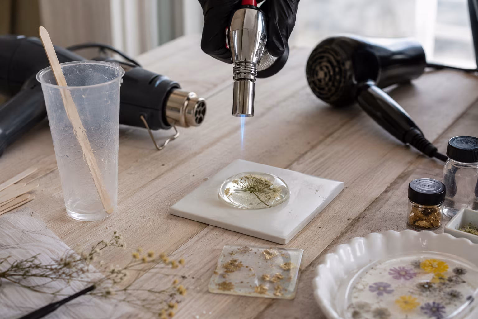 Resin Doming Without Bubbles: A Calm, Reliable Method - Heat: torch vs heat gun vs hair dryer section detail