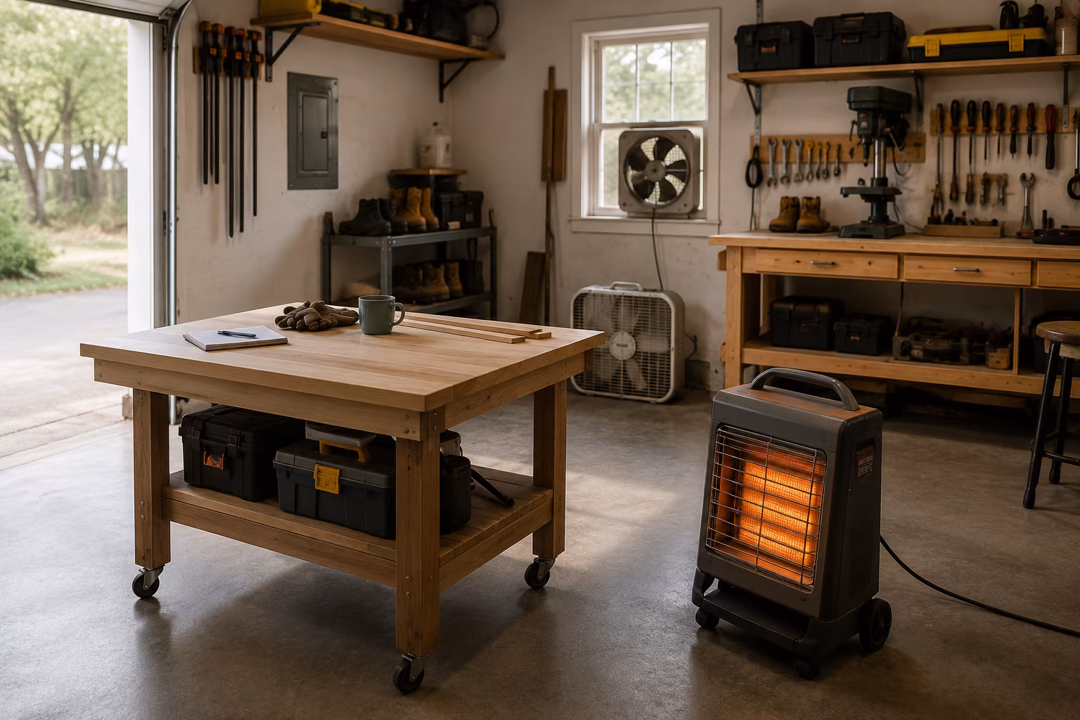 Single-Bay Garage Workshop Layout Without Losing the Car - Climate control basics section detail