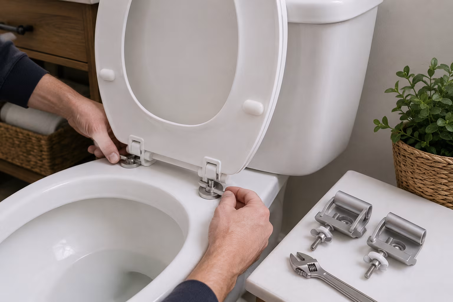 Toilet Seat Slow-Close Hinge Replacement - Installing new hinges section detail