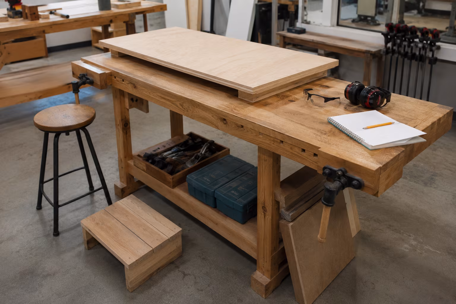 Workbench Height Without Hurting Your Back After Two Hours - Fixing a fixed-height bench section detail