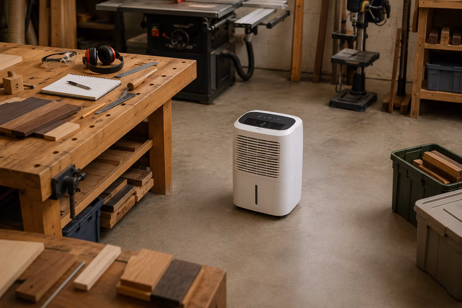Workshop Dehumidifier Sizing for Tool Rust Prevention - Placement and airflow section detail