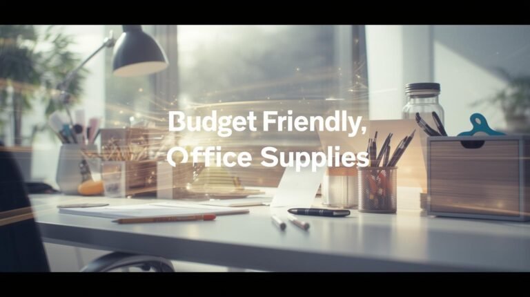 A modern, organized desk with affordable office supplies and storage solutions.