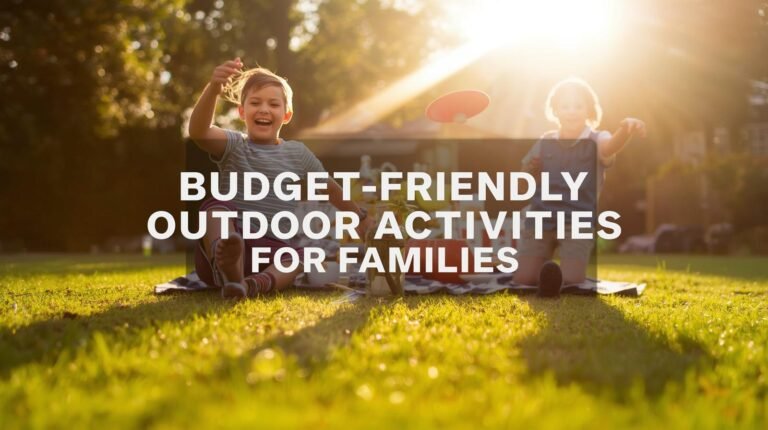 Family enjoying a picnic outdoors with kids playing.